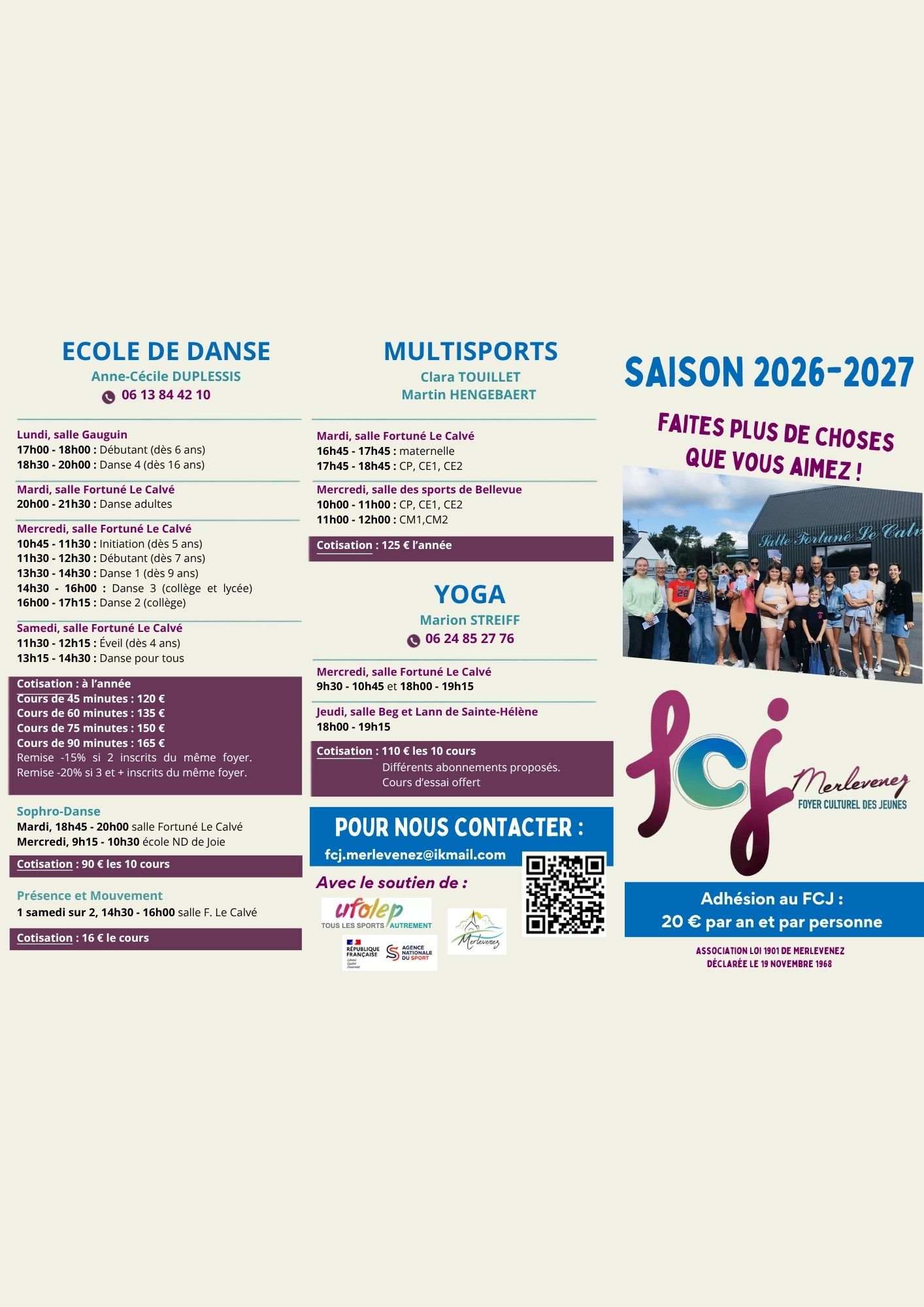 Activités et horaires